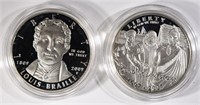 2007 JAMESTOWN PROOF SILVER $1 & 2009