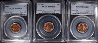 3- PCGS MS66RD GRADED LINCOLN CENTS