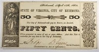 1862 50 CENT STATE OF VIRGINIA, CH CU