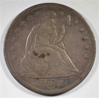 1842 SEATED LIBERTY DOLLAR  XF-AU
