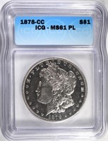 1878-CC MORGAN DOLLAR, ICG MS-61 PL