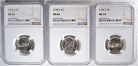 (3) 1938-S JEFFERSON NICKELS, NGC MS66