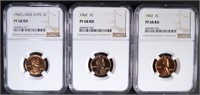 1960 LD, 1962, & 63 LINCOLN CENTS, ALL NGC PF68 RD