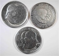 3 COMMEM HALF $'s: 1923-S MONROE AU,