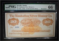 1870s $20 MANHATTAN SILVER MINING CO. PMG 66EPQ