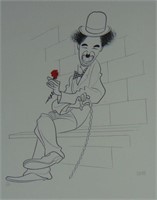 Al Hirschfeld. Charlie Chaplin Color Lithograph.