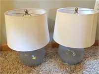 Set of two Gray Glass Accent Lamps with Shades