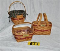 (3) Longaberger Christmas Collection basket incl