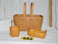 (3) Longaberger baskets incl 1991 Medium Gathering