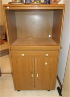 Microwave cart with pull out shelf, drawer and