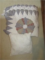 Queen size blue and white quilt and pillow. Quilt