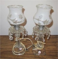 (2) Crystal electric lamps measuring 19" tall.