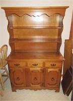 Vintage wood St. Johns brand maple hutch with two