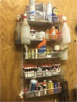 Wall Rack w/All Contents, Oil, Lube, Etc.