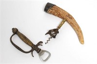 Vintage Gilt-Bronze & Horn Bottle Openers