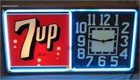 7UP Advertising Neon Clock & Sign