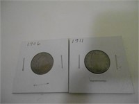 1906 and 1911 V Nickles