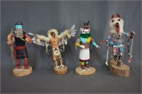 4 Native American Kachina Dolls Signed by Artist