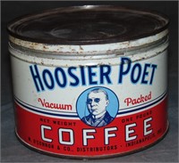 Rare. Hoosier Poet One Pound Coffee Tin.