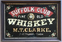 Suffolk Club Whiskey Reverse Painted Glass Sign