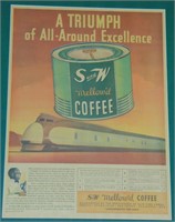 S & W Coffee Advertisement Framed.