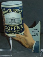 White House Coffee Diet Cut Tin Flange Sign.