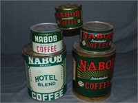 Nabob Coffee. Lot of Five Tins.