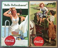 (2) 1940's 2 Coca Cola Cardboard Advertising Signs