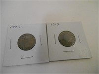 1907 and 1912 V Nickles