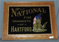 National Fire Insurance Reverse On Glass Sign