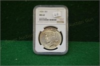 slab 1924 Peace Silver Dollar  NGC MS62