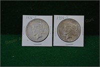 (2) Peace Silver Dollars 1926d,s