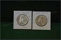 (2) 1960 Proof Franklin Silver Half Dollars
