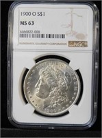 1900-O MORGAN SILVER DOLLAR - MS63 NGC