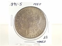1891-S MORGAN SILVER DOLLAR COIN