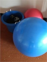 Lot of Fitness Balls and Workout Items