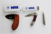 3 Folding Knives - 2 NRA; 1 30-06 Bullet