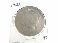 1922 PEACE SILVER DOLLAR COIN