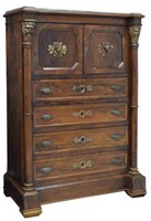 ITALIAN ROSEWOOD & MARBLE BUTLERS SECRETARY CHEST
