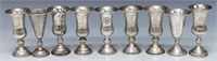(9) JUDAICA ETCHED STERLING SILVER KIDDUSH CUPS