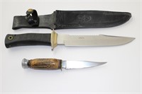 2 Hunting Knives - 7-3/4" Jul. Herbertz Bone Handl