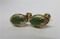 Pair of 14K Gold Ladies Emerald Earrings