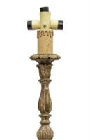 FRENCH CARVED WOOD PRICKET STANDING FLOOR LAMP