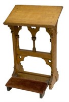 FRENCH GOTHIC REVIVAL OAK CHURCH KNEELER