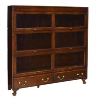 LAWYERS DOUBLE WIDE OAK STACKING BOOKCASE