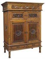 SOUTHEAST ASIAN FLORAL CARVED TWO-DOOR CABINET