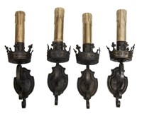 (4) CONTINENTAL PATINATED METAL WALL SCONCES