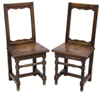 (2) ANTIQUE FRENCH CARVED OAK LORRAINE CHAIRS