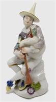 MEISSEN STYLE PORCELAIN HARLEQUIN WITH BAGPIPES