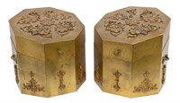 (2) HEAVILY GILDED & DECORATED FITTED KNIFE BOXES